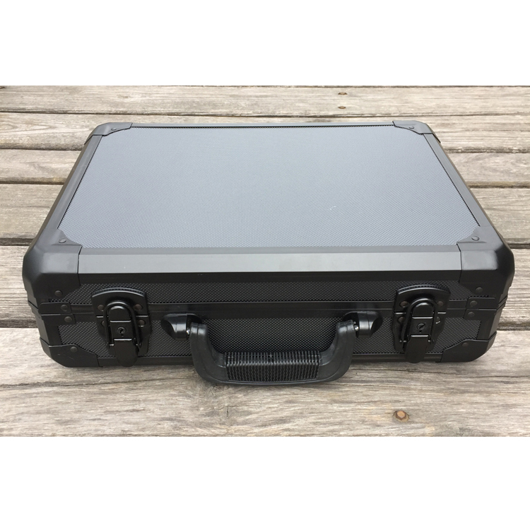 Full Black color aluminum briefcase K Style corner loacable high quality case