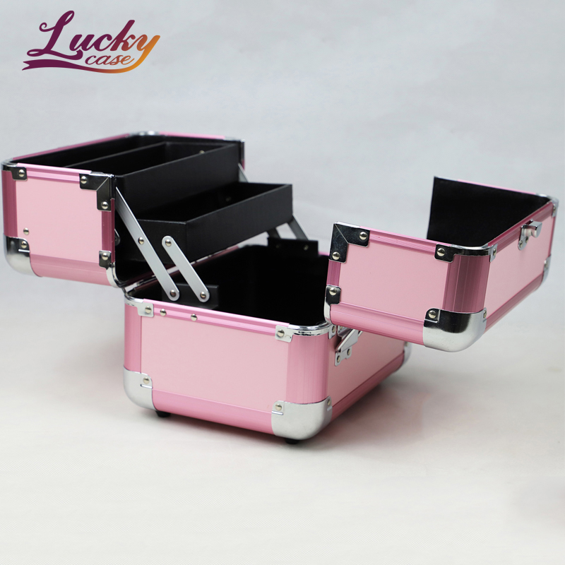 Professional Beauty  Empty Makeup Compact Case Pink Aluminum Alloy Frame Boxes C