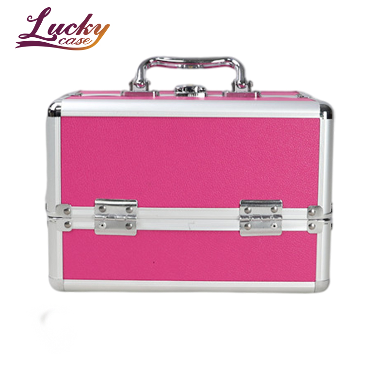 Cute Aluminum Makeup Case Jewelry Cosmetics Organizer Lockable Train Makeup Case