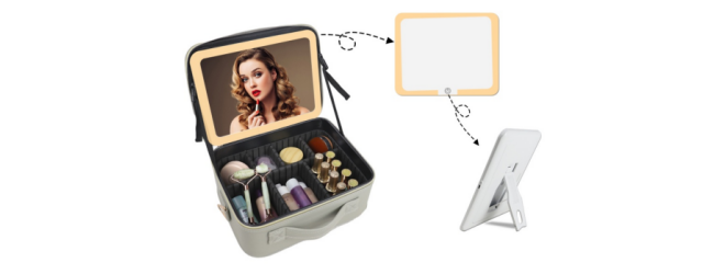 Makeup Bag with Touch LED Mirror - Modern Cosmetic Bag Solution